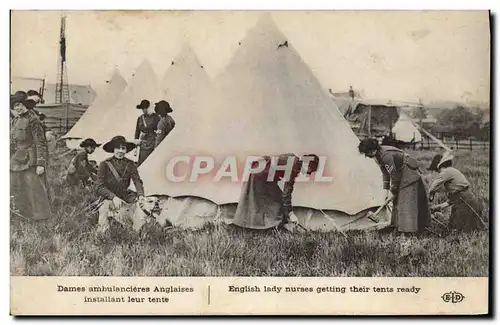 Cartes postales Sante Militaria Dames ambulancieres anglaises installant leur tente