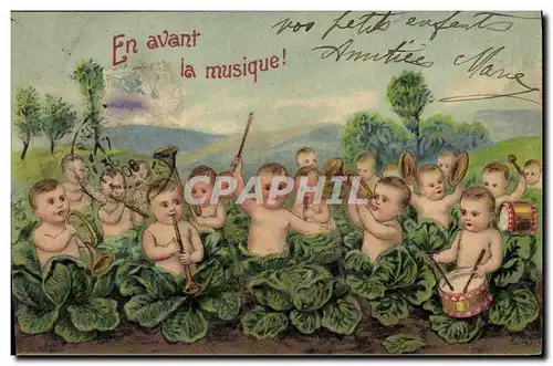 Cartes postales Fantaisie Enfant Bebe En avant la musique