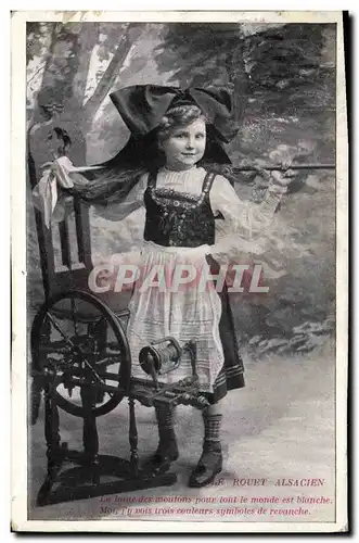 Cartes postales Folklore Alsace Enfant Le rouet Alsacien