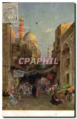 Cartes postales Fantaisie Orientalisme Rue au Caire Egypt Egypte