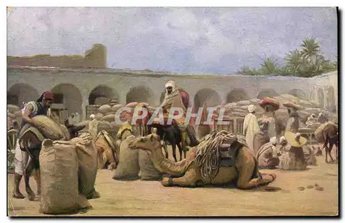 Cartes postales Fantaisie Orientalisme Caravanserai Chameau