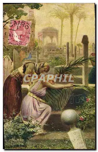 Cartes postales Fantaisie Orientalisme On an Arabian Cemetery