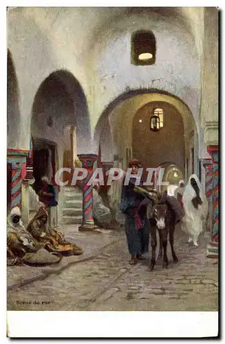 Ansichtskarte AK Fantaisie Orientalisme Scene de rue Ane Mule