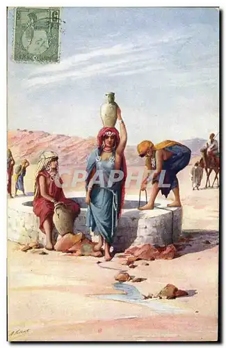 Ansichtskarte AK Fantaisie Orientalisme Femme Porteuse d&#39eau