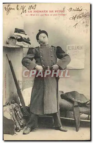 Cartes postales Fantaisie La journee de Pitou Militaria