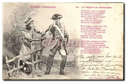 Cartes postales Fantaisie Vieilles chansons Le depart du grenadier