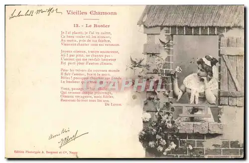 Cartes postales Fantaisie Vieilles chansons Le rosier