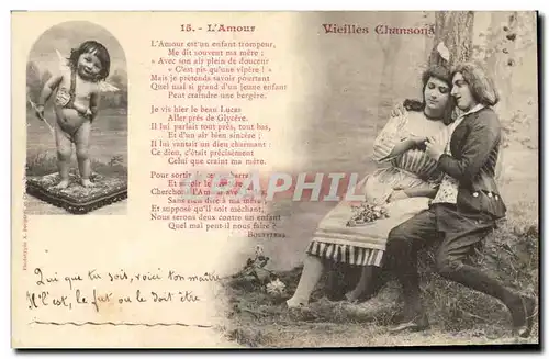 Cartes postales Fantaisie Vieilles chansons L&#39amour Ange