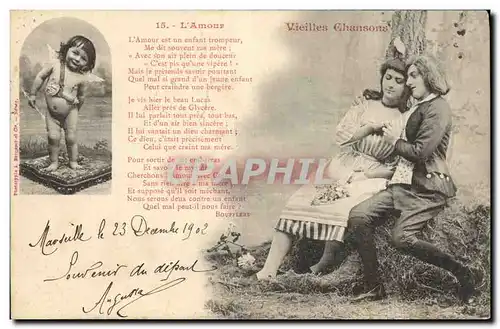 Cartes postales Fantaisie Vieilles chansons L&#39amour Ange