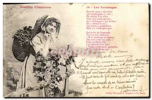 Cartes postales Fantaisie Vieilles chansons Les vendanges