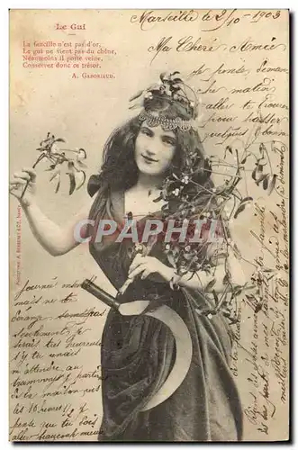 Cartes postales Fantaisie Femme Le gui