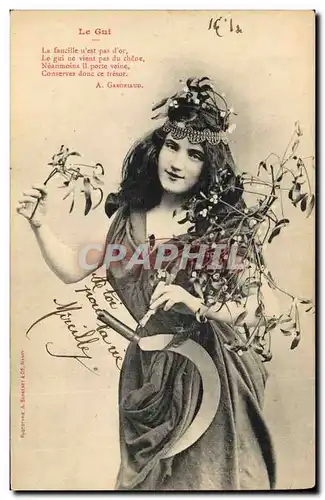 Cartes postales Fantaisie Femme Le gui