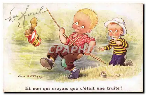 Cartes postales Peche Pecheur Enfant Et moi qui croyais que c&#39etait une truite !