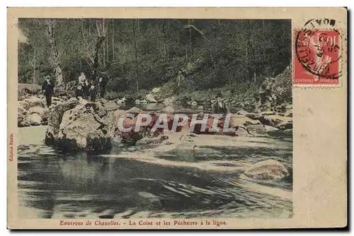 Cartes postales Peche Pecheur Environs de Chazelles La Coise et les pecheurs a la ligne