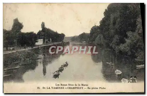 Cartes postales Peche Pecheur De la Varenne a Champigny En pleine peche