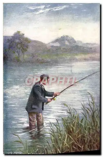 Cartes postales Peche Pecheur Salmon fishing Saumon