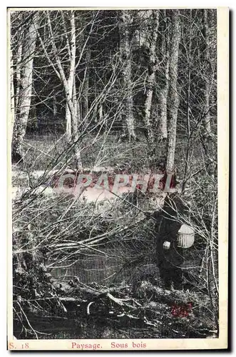 Cartes postales Peche Pecheur Paysage Sous bois