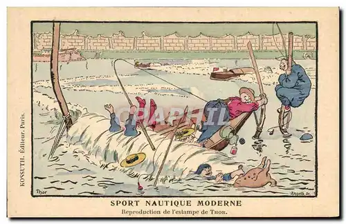 Cartes postales Peche Pecheur Sport nautique moderne Estampe de Thor