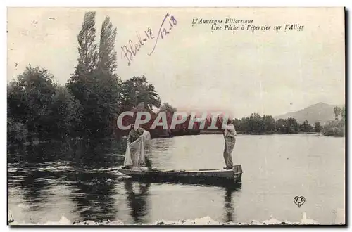 Cartes postales Peche Pecheur Auvergne Une peche a l&#39epervier sur l&#39Allier
