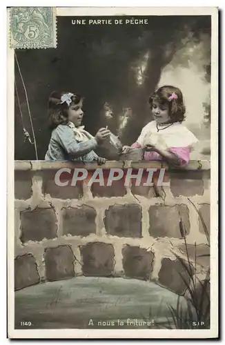 Cartes postales Peche Pecheur Enfants Une partie de peche A nous la friture