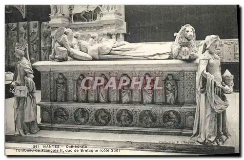 Cartes postales Mort Nantes Cathedrale Tombeau de Francois II Duc de Bretagne Lion