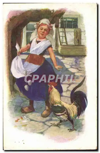 Cartes postales Coq Enfant Folklore