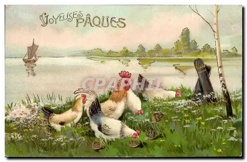 Cartes postales Coq Paques Poules