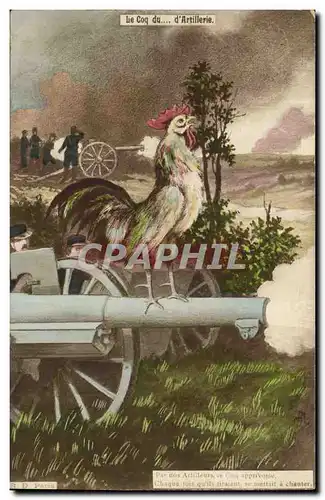 Cartes postales Coq d&#39artillerie Canon Militaria