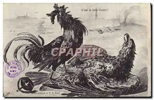 Cartes postales Coq Aigle C&#39est la lutte finale Militaria