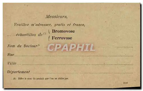 Cartes postales Sante Bromovose Ferrovose Laboratoires du Bromovose Rue Amelot Paris