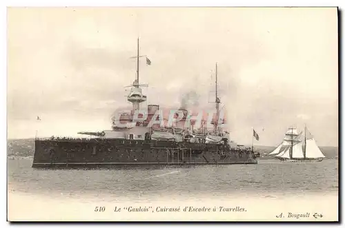 Cartes postales Bateau Le Gaulois Cuirasse d&#39escadre a tourelles