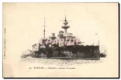 Ansichtskarte AK Bateau Toulon Gaulois Cuirasse d&#39escadre