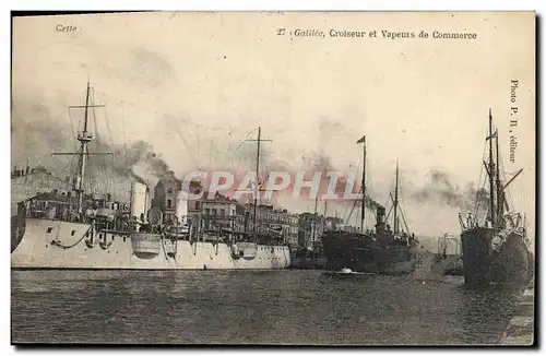 Vintage Postcard Boat Galileo Cruiser and vapor of trade This