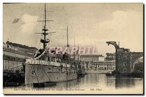 Cartes postales Bateau Brest l'arriere port la Gloire Croiseur Cuirasse