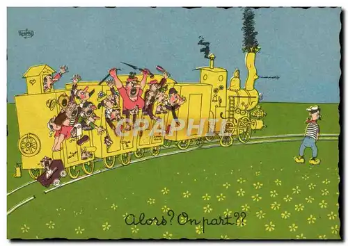 Cartes postales moderne Humour Alors on part ? Train