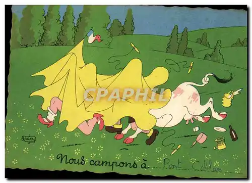 Cartes postales moderne Humour Nous campons a Pont Coblan