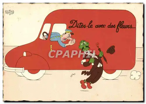 Moderne Karte Humour Dites le avec des fleurs Camion