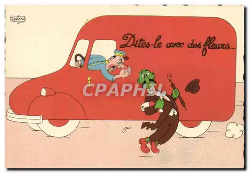 Moderne Karte Humour Dites le avec des fleurs Camion