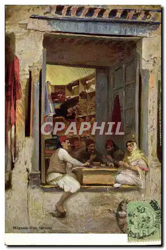 Cartes postales Fantaisie Orientalisme Tunisie Magasin d&#39un tailleur