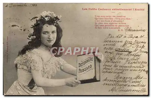 Cartes postales Fantaisie Femme Les petits cadeaux entretiennent l&#39amitie Dictionnaire Poissard