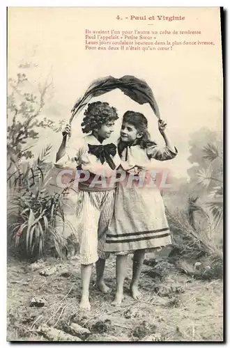 Cartes postales Fantaisie Enfant Paul et Virginie