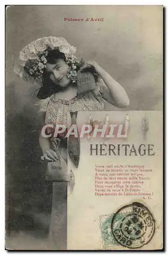 Cartes postales Fantaisie Femme Heritage Poisson d&#39Avril