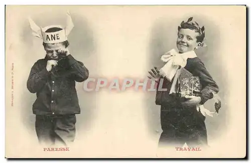 Cartes postales Fantaisie Enfants Paresse Travail