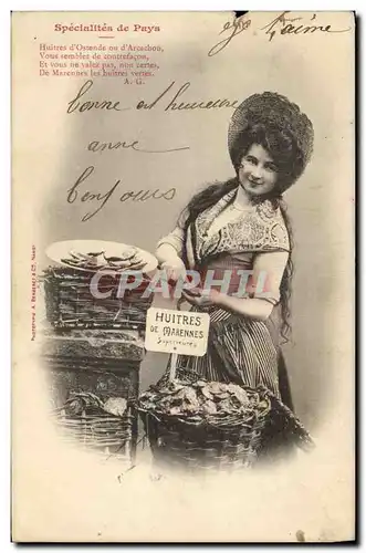 Cartes postales Fantaisie Femme Specialites du pays Huitres de Marennes