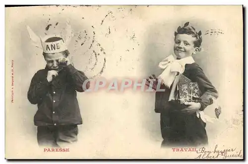 Cartes postales Fantaisie Enfant Paresse Travail
