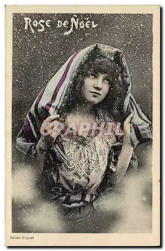 Cartes postales Fantaisie Femme Rose de Noel