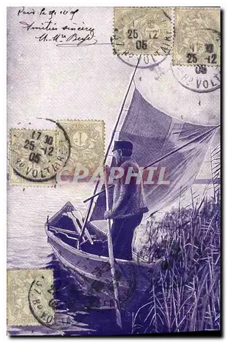 Cartes postales Peche Pecheur Bateau