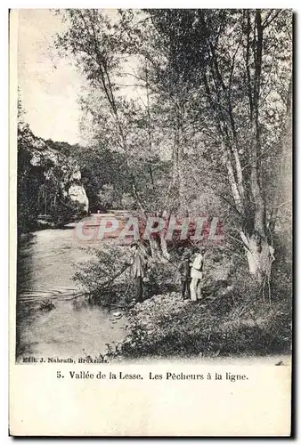 Cartes postales Peche Pecheur Vallee de la Lesse Les pecheurs a la ligne