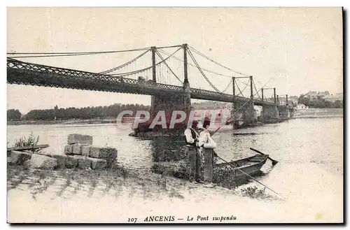 Cartes postales Peche Pecheur Ancenis Le pont suspendu