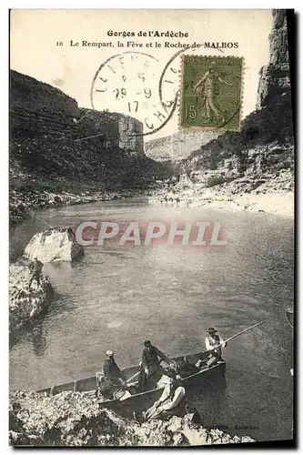 Cartes postales Peche Pecheur Gorges de l&#39Ardeche le rempart la Feve et le rocher de Malbos